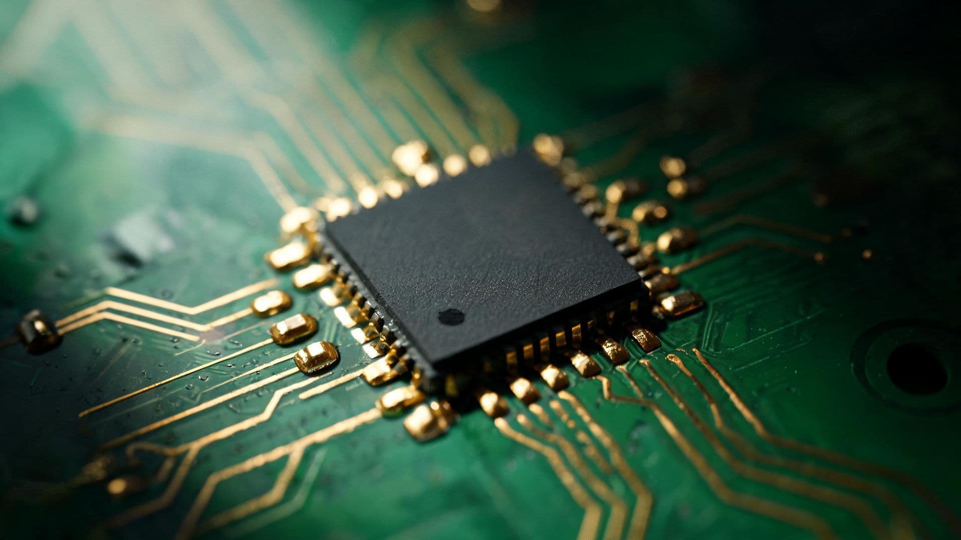Illustrative photo: a generic chip package on an evaluation board (not this design; no silicon is claimed)
