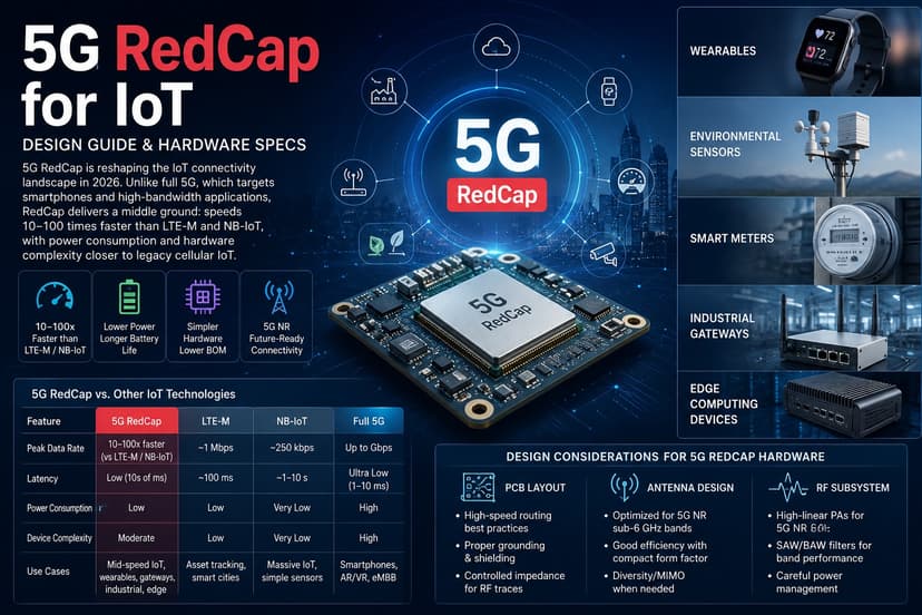 Cover image for 5G RedCap for IoT: Design Guide & Hardware Specs - Rapid Circuitry Blog