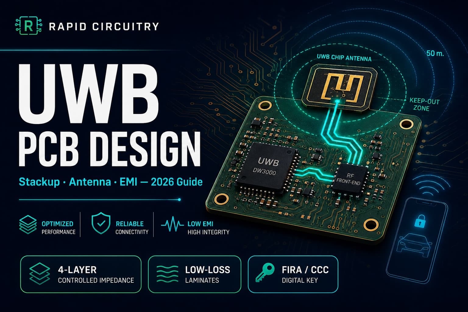 UWB PCB Design Guide 2026: Antennas, Stackup & Layout - Featured image for Rapid Circuitry blog article